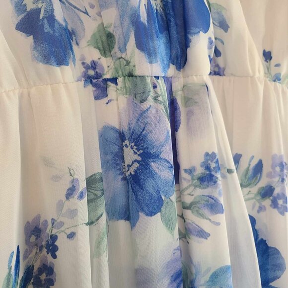 Ricarica - Maxi - White Dress with Blue Flowers - Picture 3 of 4